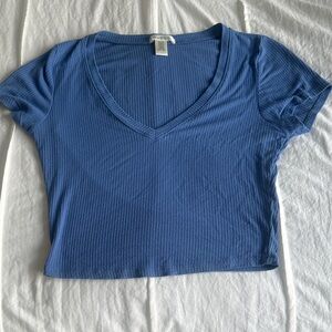 Bozzolo Blue Ribbed Crop Top